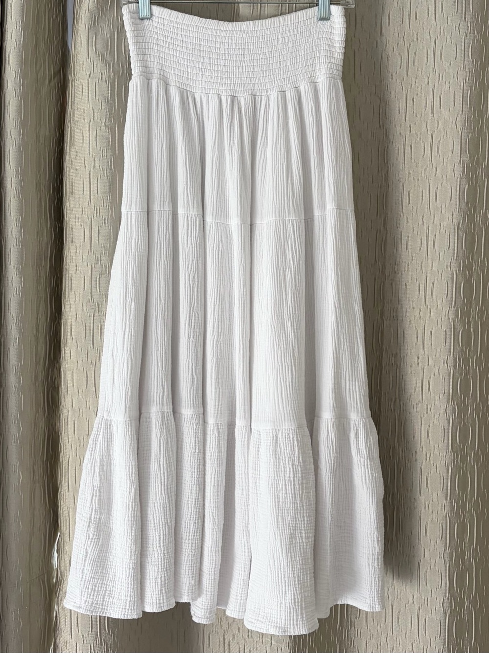 Philosophy White Tiered Maxi Skirt with Smocked Waist